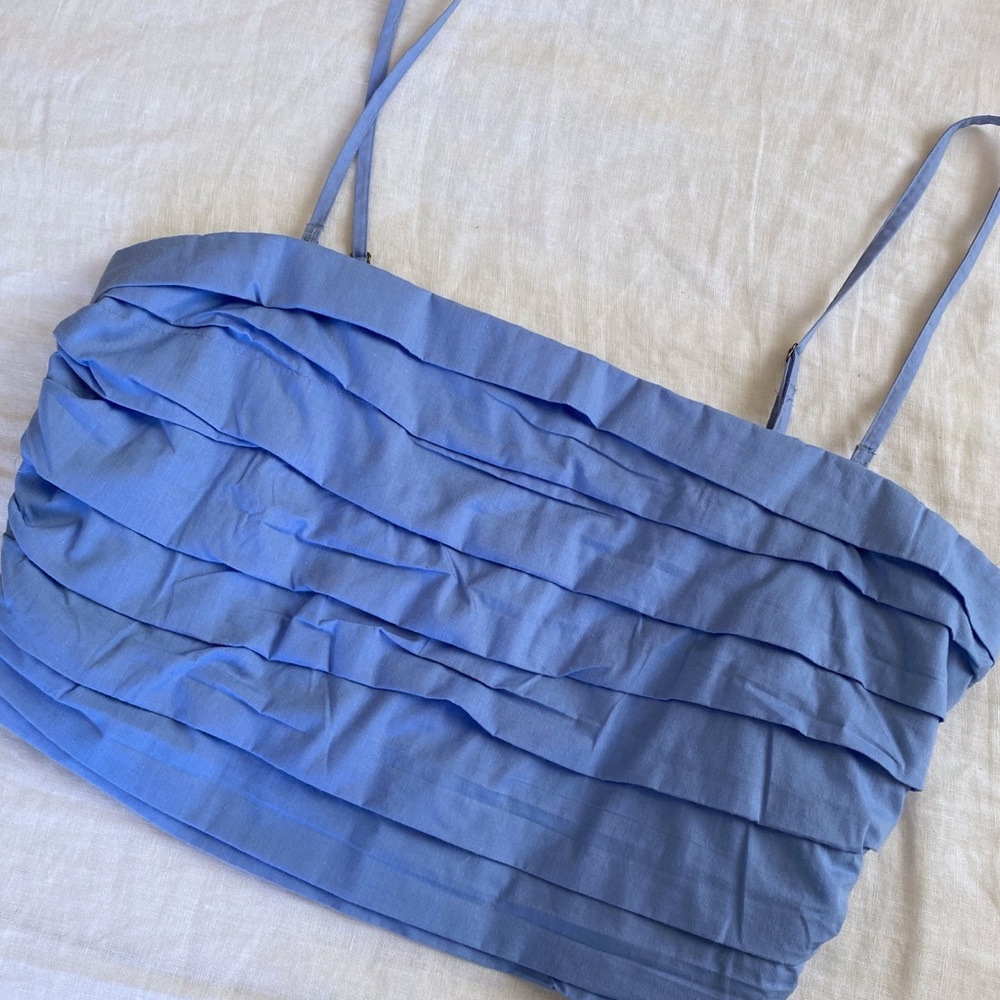 Abercrombie & Fitch Blue Poplin Crop Top